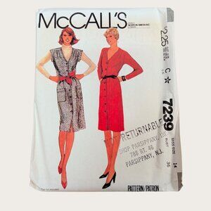 Vintage 1980s McCalls Sewing Pattern 7239 Misses Dress or Jumper Size 14